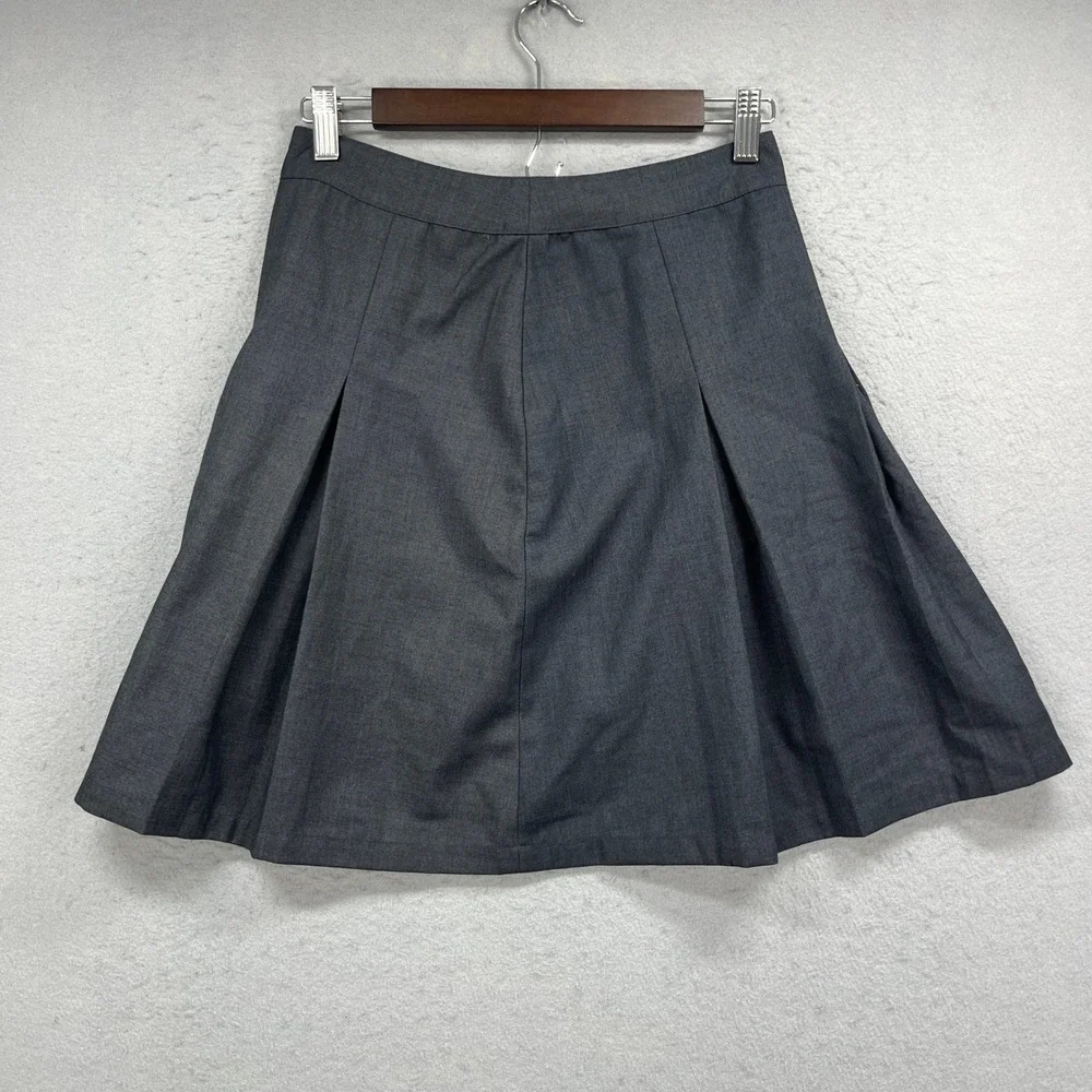 Tommy Hilfiger Pleated Skirt Womens 2 Gray A-Line Wool Blend Preppy Career Chic